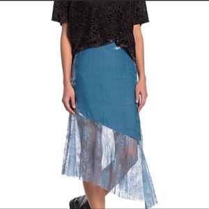 Free People Blue Velvet Midi Skirt